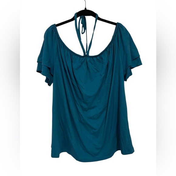 Lane Bryant Tops - Lane Bryant Blue Off-Shoulder Blouse